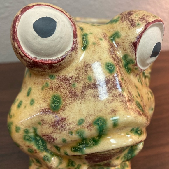 Vintage Planter Ceramic frog 🐸 drip glazed Handmade - Picture 5 of 6